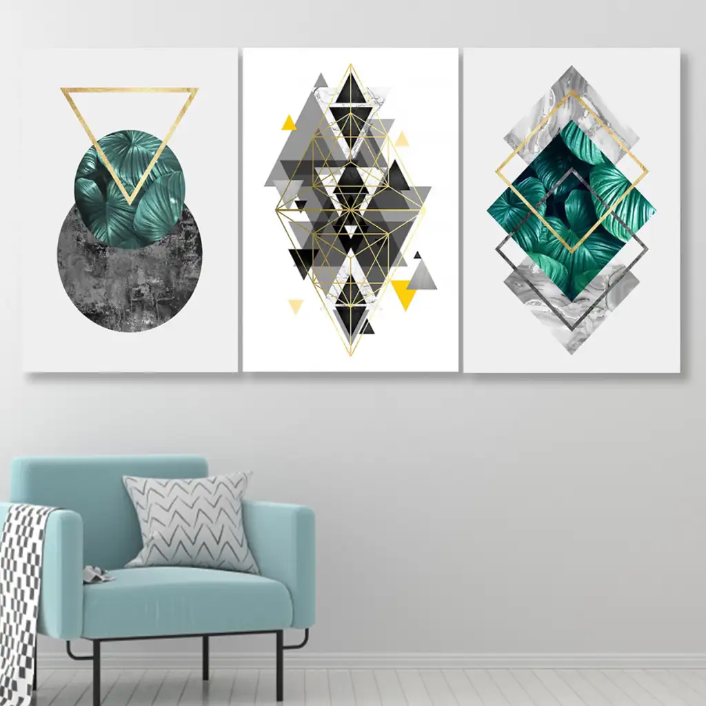 لوحة جدارية فنية لتزين الحائط بتصميم عصري ، ثلاث قطع ،مقاس ( 120X60cm)