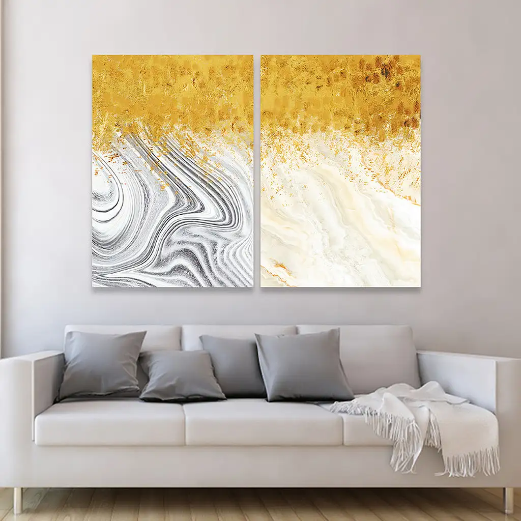 لوحة جدارية فنية لتزين الحائط بتصميم عصري, قطعتين ,القياس:80x60سم