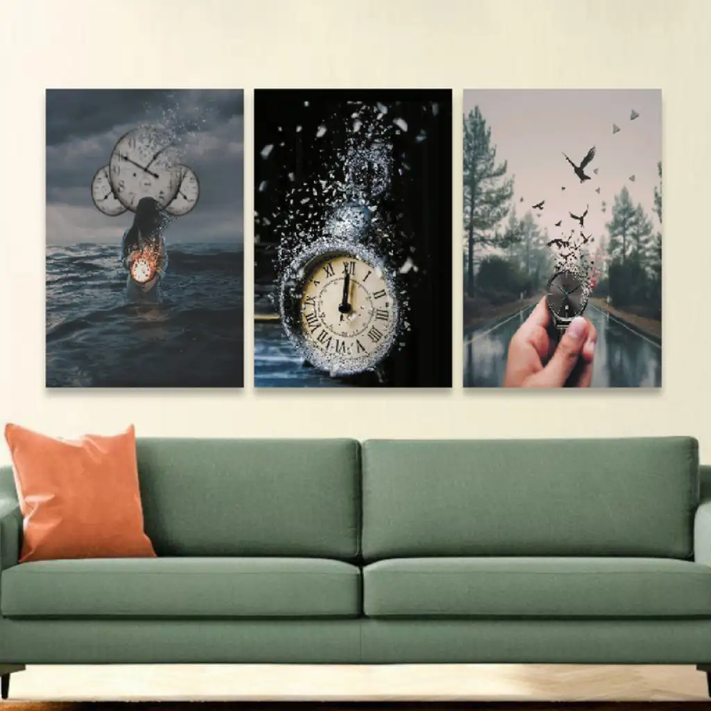 لوحة جدارية فنية لتزين الحائط بتصميم عصري، ثلاث قطع ،مقاس ( 120X60cm)