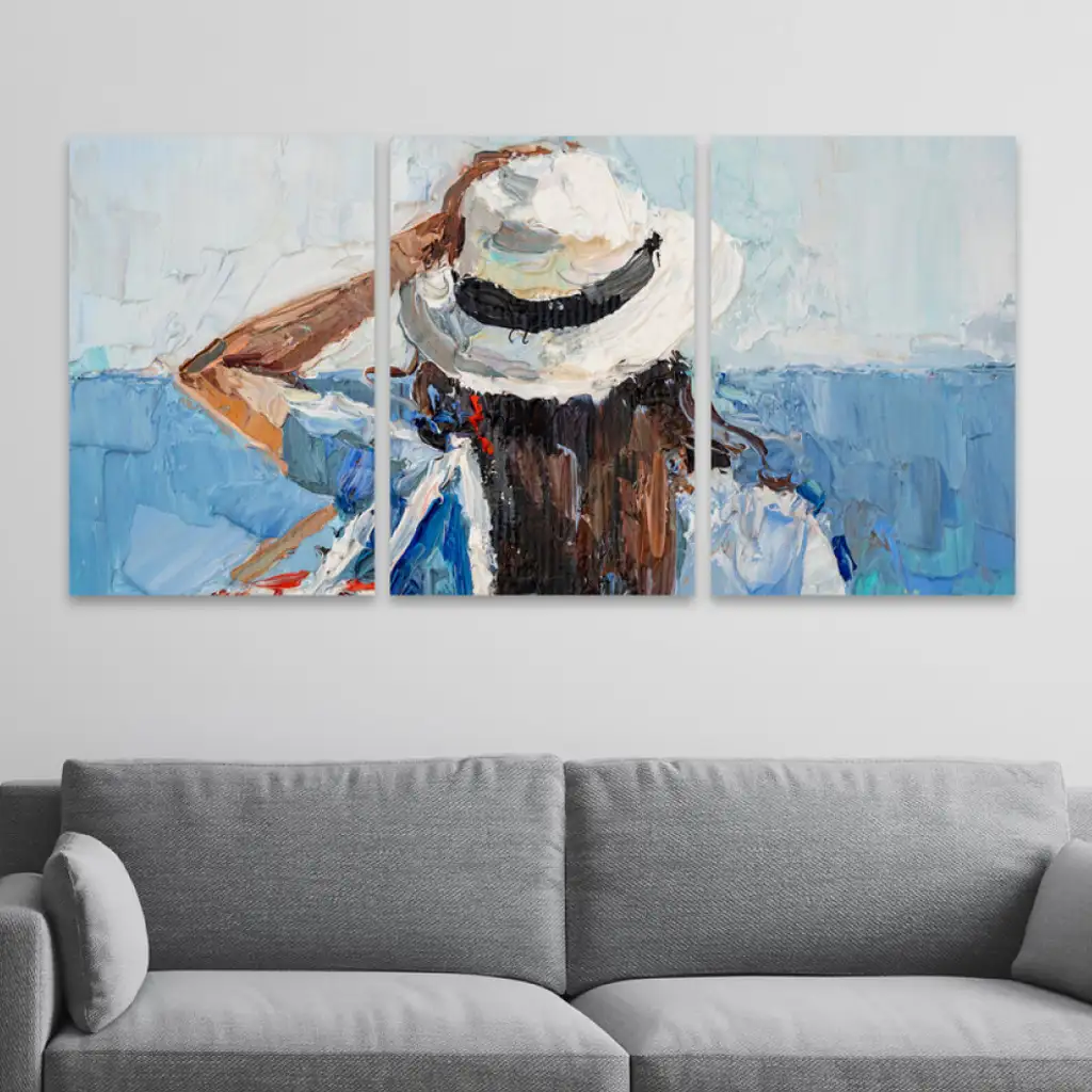 لوحة جدارية فنية لتزين الحائط بتصميم إمراة، ثلاث قطع ،مقاس ( 120X60cm)