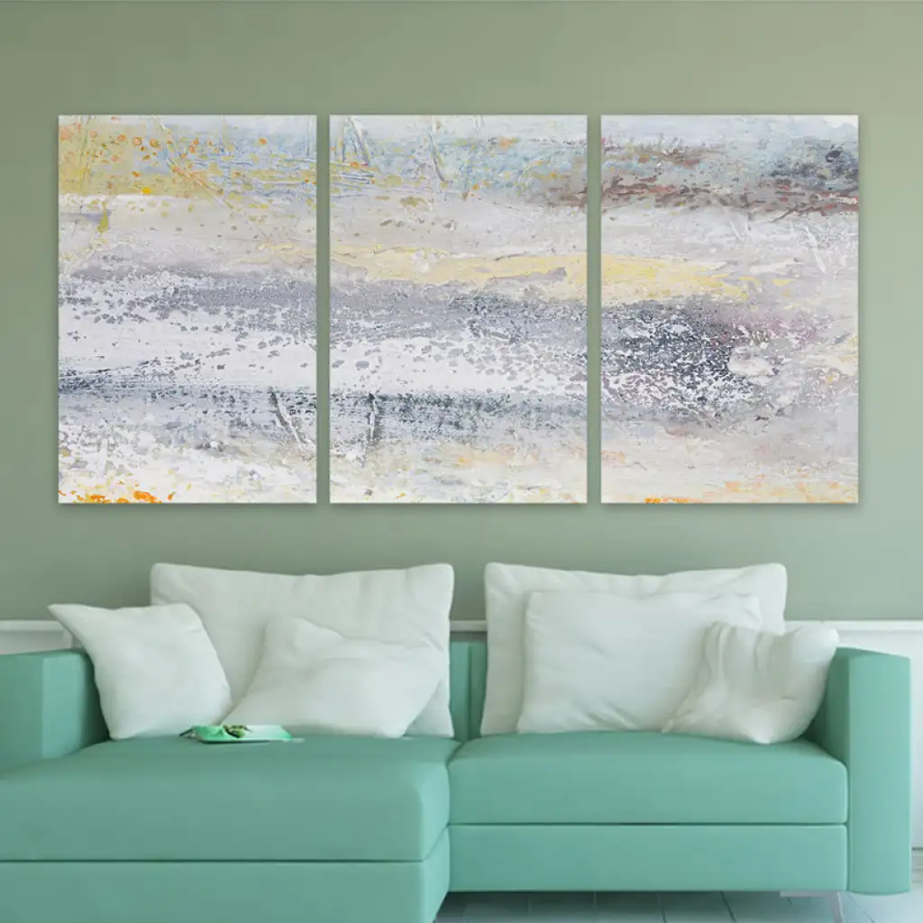 لوحة جدارية فنية لتزين الحائط بتصميم تجريدي ، ثلاث قطع ،مقاس ( 120X60cm)